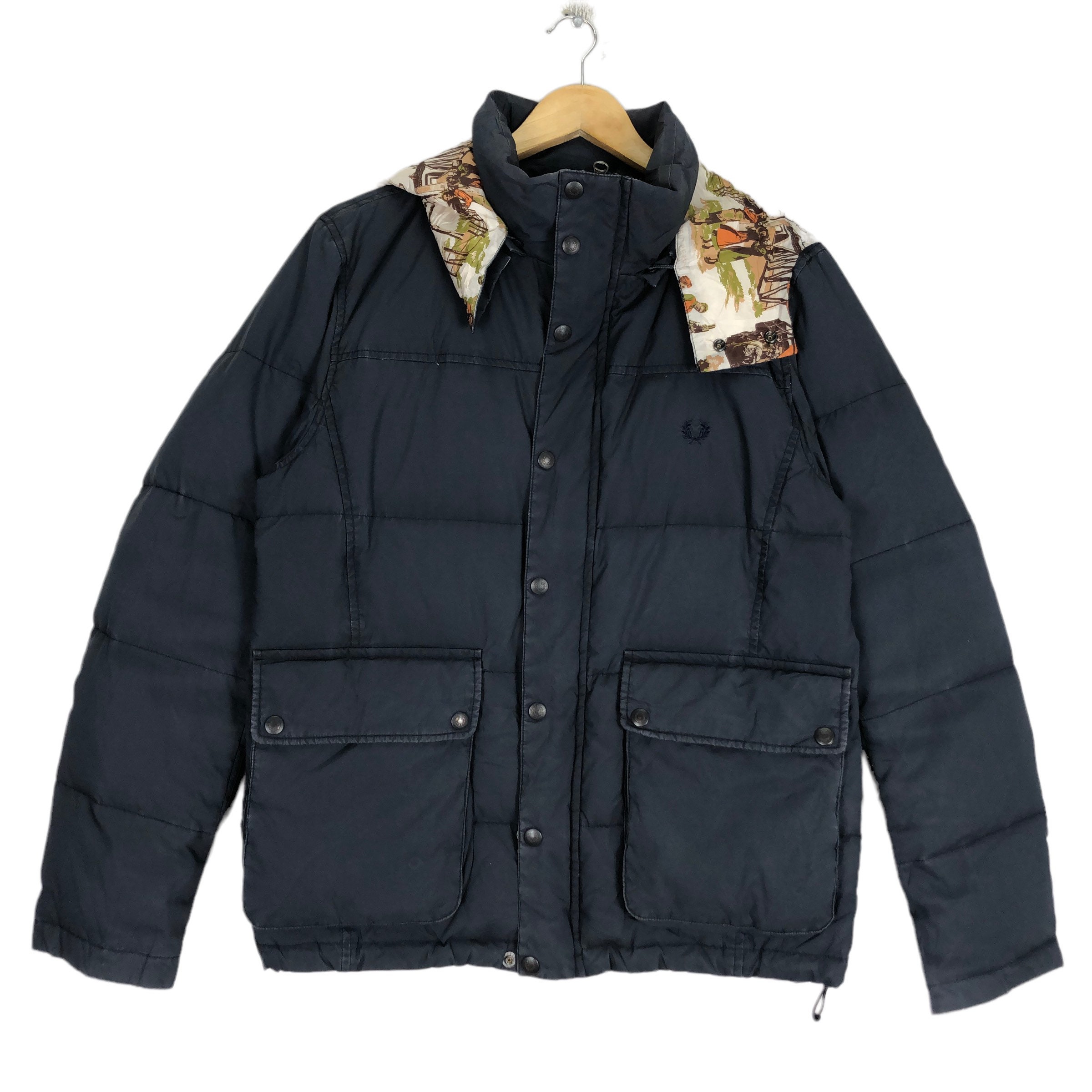 Fred Perry Puffer Jacket Winter Jacket Navy Blue Colour Medium 