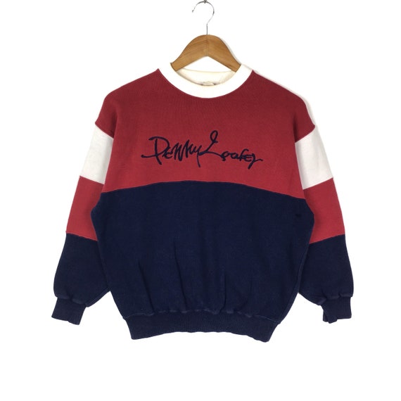Vintage Penny Loafer Color Block Sweatshirt: Embroidered Big Logo Pullover