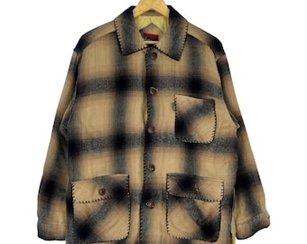 Vintage 90s mussuhu brown tartan shadow flannel shirt size medium