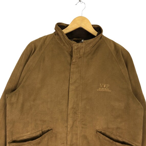 Vintage Adult Jacket Playboy Light Jacket Full Zipper Brown Colour