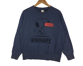 Snoopy Crewneck Sweatshirt Cartoon Big Logo Spellout Pullover Jumper Size Large