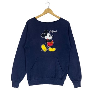 Vintage 90s MICKEY MOUSE Sweatshirt Crewneck Pop Art Design Navy Blue Colour Large Size Pullover Jumper Comedy Funny Cartoon