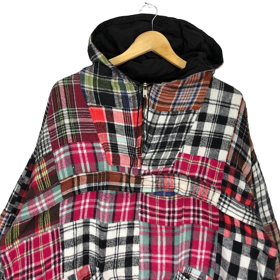 Patchwork design hoodie zipper jacket Japanese Br… - image 2
