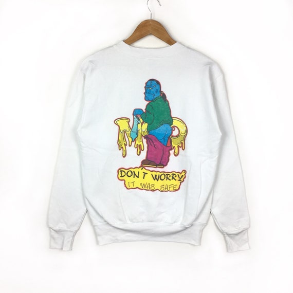 Vintage 90s FRANKENSTEIN Sweatshirt White Colour … - image 1