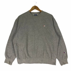 Vintage 90s Champion Sweatshirt Champion Script Basic Logo Crewneck Women Grey Pullover Medium Size Jumper Hip Hop Swag Streetwear Lo Life