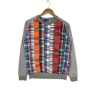 BEAMS Patchwork Marchio giapponese Moda Felpa girocollo Bel design Colore Pullover Maglione Medio