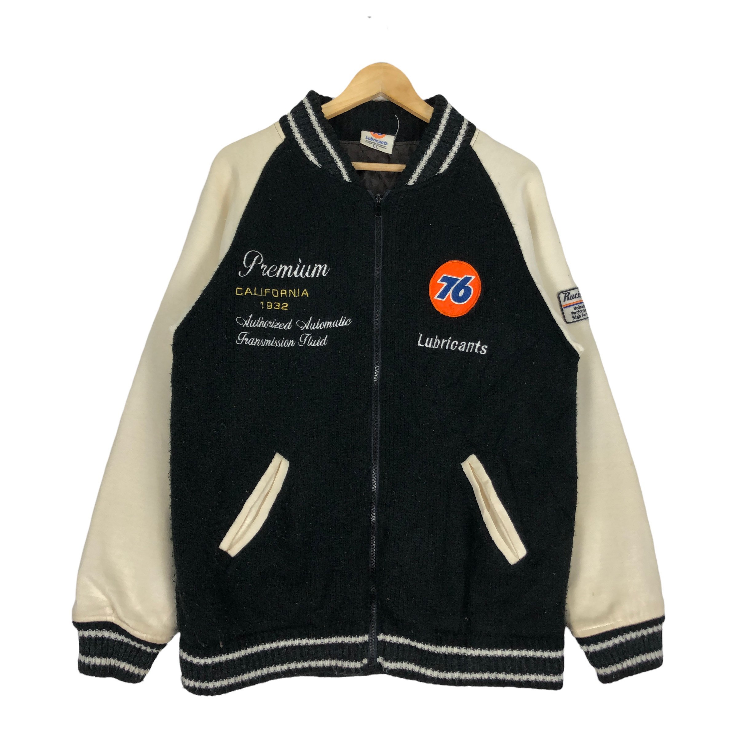 Vintage 76 Lubricant Knit Wool Varsity Jacket High School Vintage 76 Lubricant Knit Wool Varsity Jacket High School