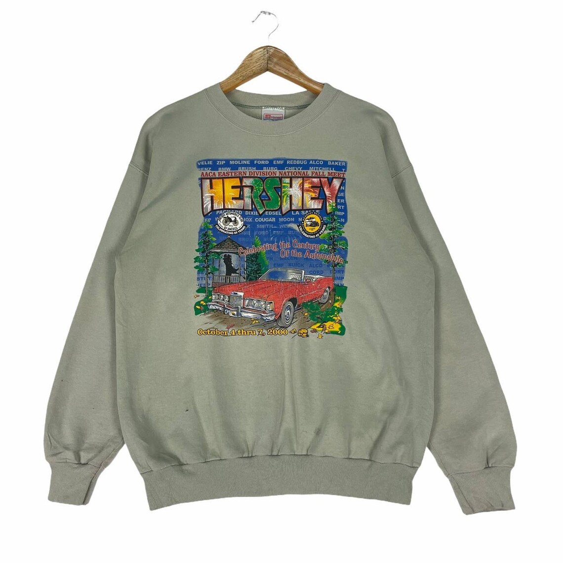 Vintage 90s Hershey Sweatshirt Big Logo Car Ford Vehicle Crewneck ...