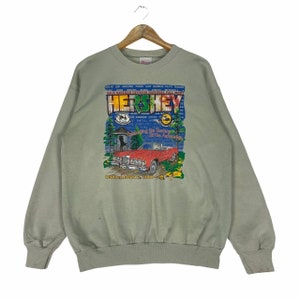 Vintage 90s Hershey Sweatshirt Big Logo Car Ford Vehicle Crewneck Pullover Light Green Colour Large Size Jumper