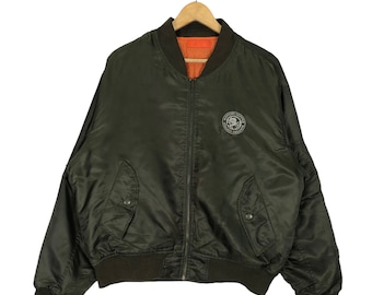 Chaqueta bomber vintage Suntory Coffee - Chaqueta de vuelo verde, talla grande