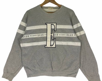 Vintage Elle Paris Sweatshirt: Big Logo Crewneck, Medium Size