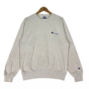 Champion sweater Vintage Champion trui met ronde hals donkergrijs herenmaat Medium Etsy Belgie