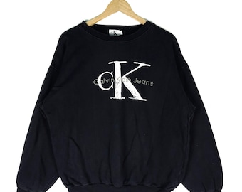 Sweat Calvin Klein Spellout Crewneck CK Noir Couleur Streetwear Taille Large