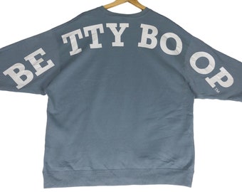 Vintage Betty Boop Crewneck Sweatshirt - Spell Out Back Print - Large