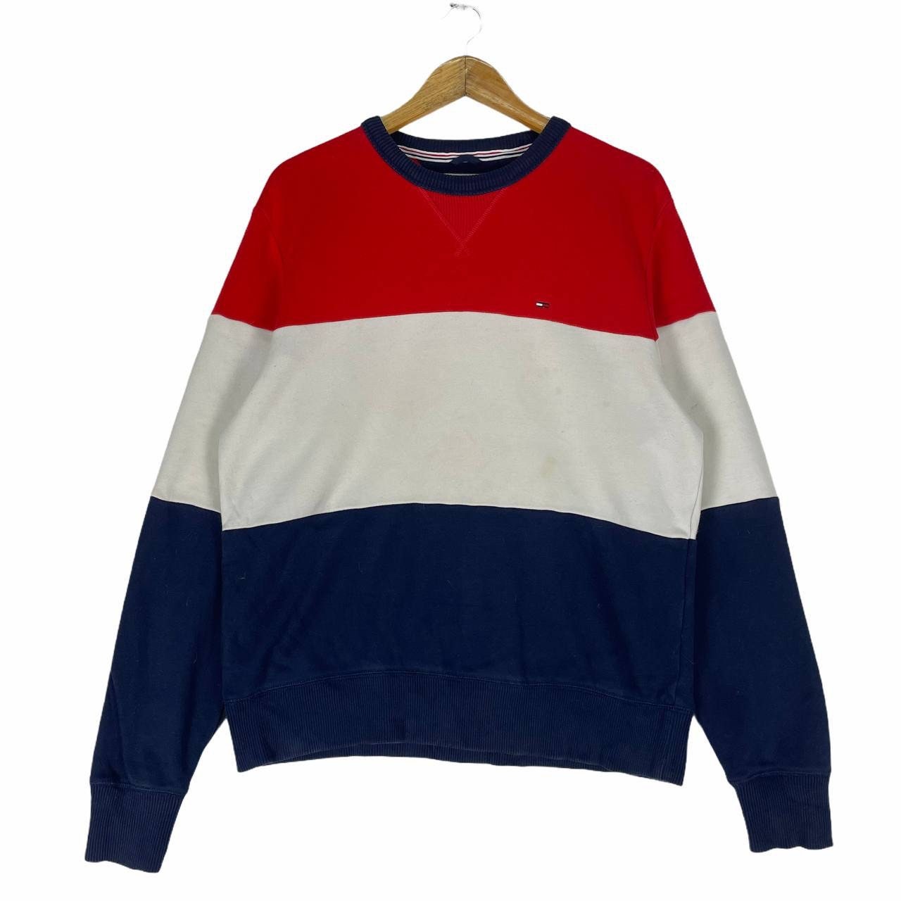TOMMY HILFIGER Small Logo Sweatshirt Colour Block Pullover - Etsy