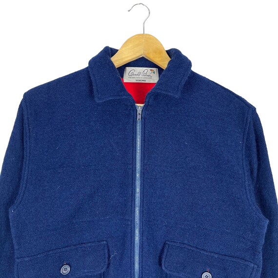 Vintage Arnold Palmer Wool Jacket Double Pocket Design Navy Blue