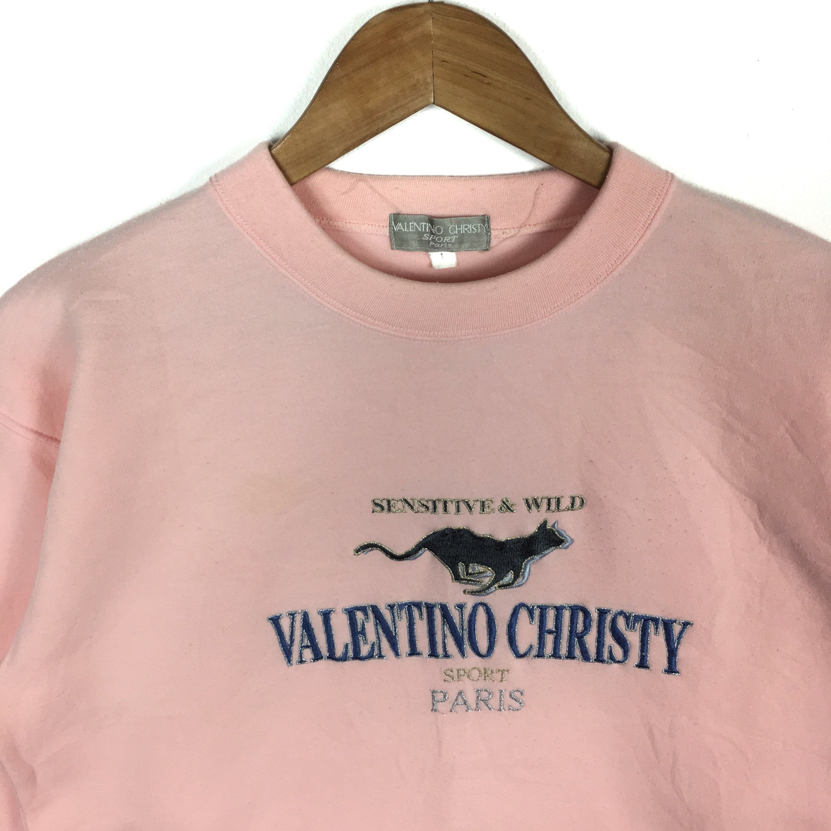 Vintage Valentino Christy Sweatshirt: Pink Paris Pullover, Size L