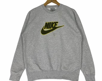 Vintage Nike Swoosh-tröja, grå tröja, medium