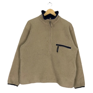 Vintage LL Bean Fleece Sweatshirt Pullover Half Zip Sweater Brown Colour Medium Size