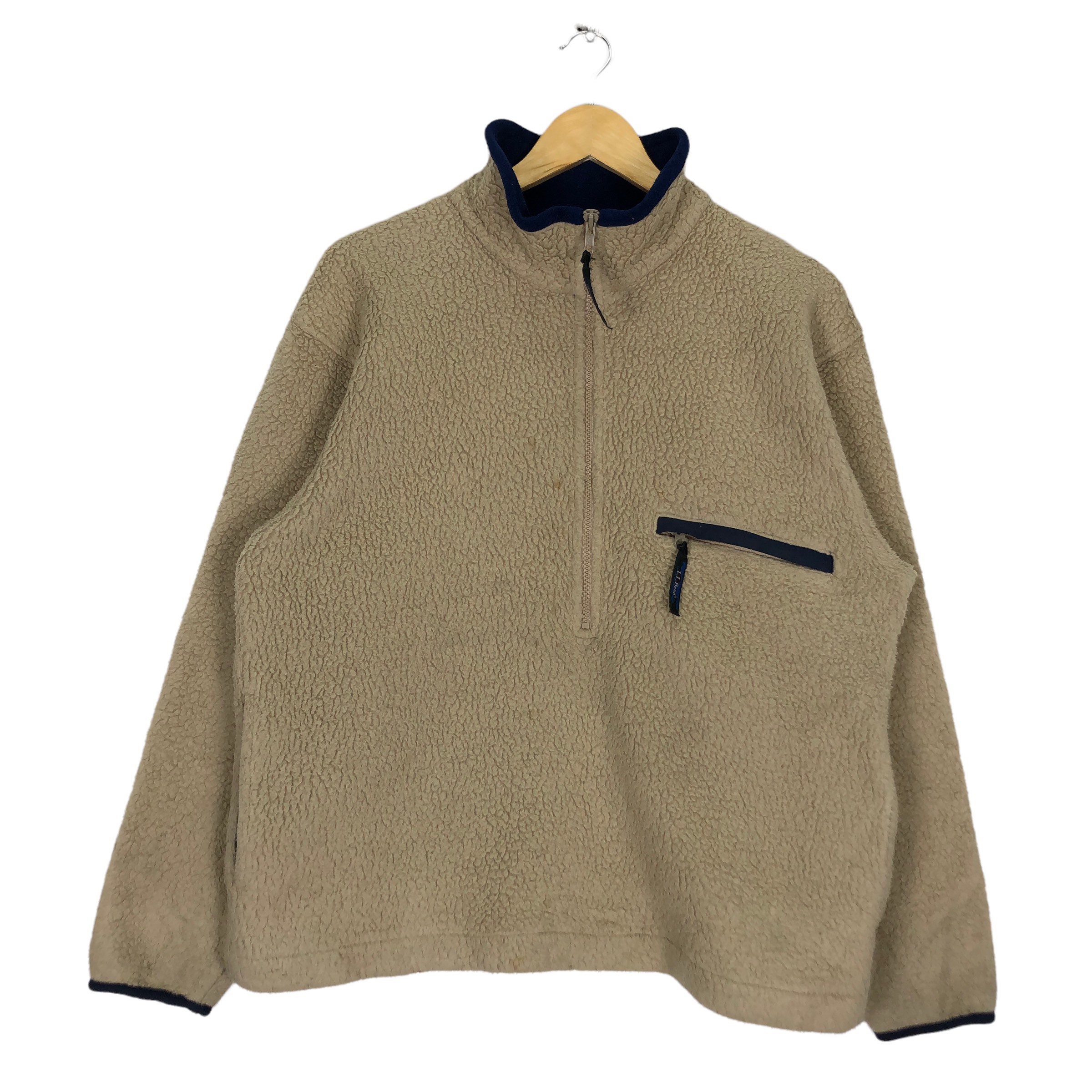 Vintage LL Bean Fleece Sweatshirt Pullover Half Zip Sweater Brown Colour Medium Size