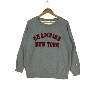 Vintage 90s Champion Sweatshirt Crewneck Champion New York Basic Logo Pullover Jumper Ladies Free Size Hip Hop Lo Life Swag Streetwear Cloth