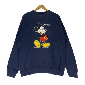 Vintage 90s MICKEY MOUSE Sweatshirt Crewneck Pop Art Design Navy Blue Colour Large Size Pullover Jumper Comedy Funny Cartoon