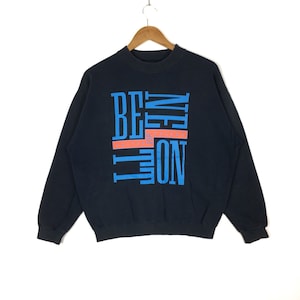 United Colors Of BENNETTON Crewneck Sweatshirt Big Logo Pop Art Spellout Black Colour Large Size Pullover Jumper Hip Hop Swag Rap Streetwear