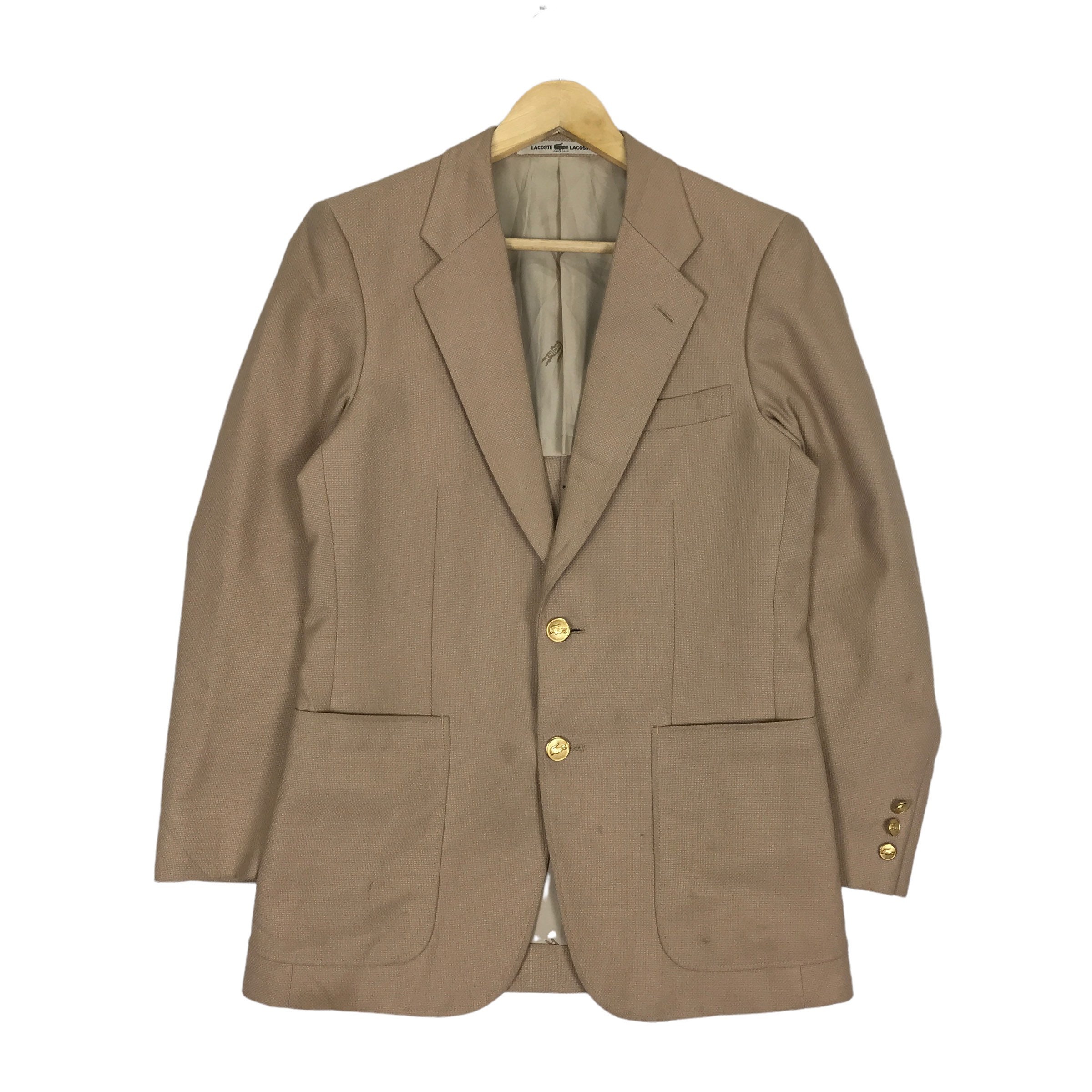 Rare Vintage Lacoste Light Jacket Blazer Coat Office Wear Brown 