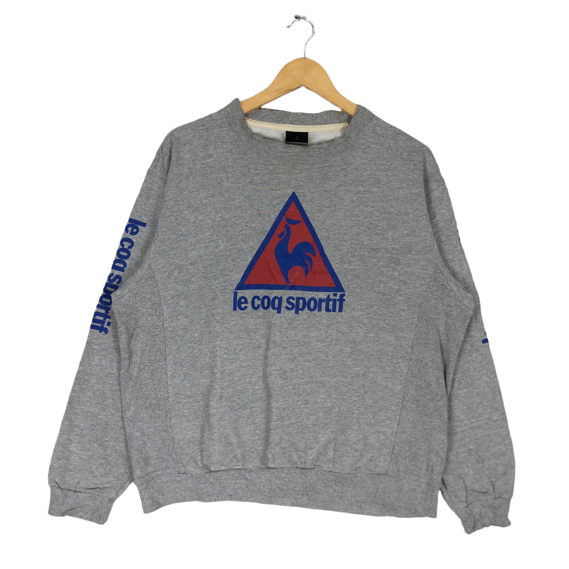 Sudadera con cuello redondo y logo grande de Le Coq Sportif vintage en color gris talla mediana Etsy Espana
