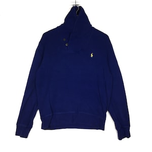 POLO By Ralph Lauren Button Up Sweatshirt Polo Small Pony Blue Denim Colour Pullover Medium Size Hip Hop Swag Streetwear Clothing