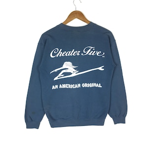 Cheater Five Surfing Sweatshirt Big Logo Printed Blue Colour Small Size Pullover Jumper