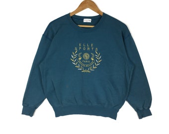 Vintage Elle Sports Paris Sweatshirt: Embroidered Logo Crewneck