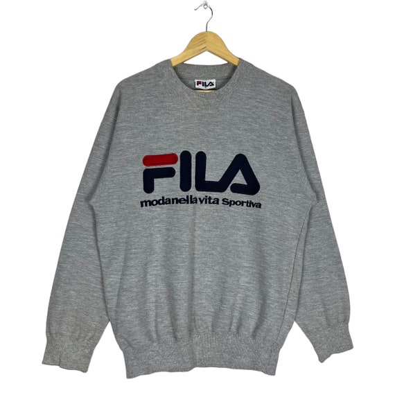 Vintage Fila Biglogo Spellout Designer Pullover Crewneck Sweatshirt Etsy