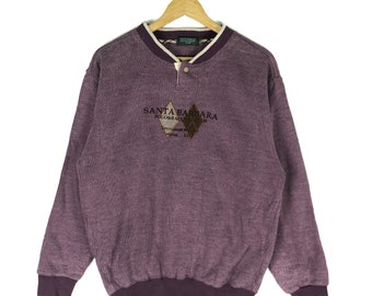 Vintage 90-tals Santa Barbara Polo Racquet Club tröja med broderad logotyp och knappar