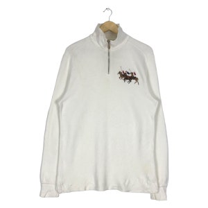 Vintage Polo Ralph Lauren Half Zip Sweatshirt White Color