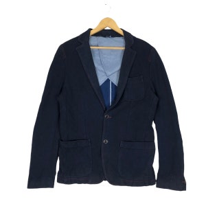 Men’s Vintage ZARA Wool Blend Navy Blue Suit Jacket Blazer Coat Navy Blue Colour