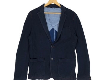 Vintage ZARA Navy Blue Wool Blend Blazer - Men's Large