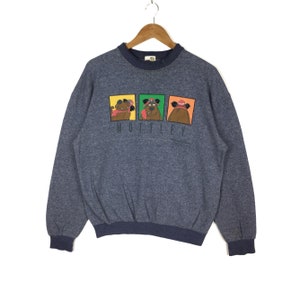 Sudadera con cuello redondo y diseño de perro de los años 90 de la serie Wacky Races de Hanna Barbera, de Dastardly & Muttley, de color azul, talla grande
