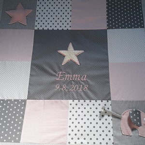 Patchwork crawling blanket baby with name 4 cm volume fleece image 1