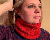 Red or Gray Neck Warmer Cowl Infinity Scarf - Handmade, Quality Turkish Yarn