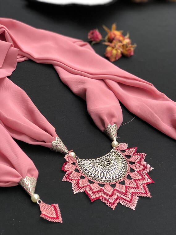 Collar medallón de de aguja Oya Etsy España