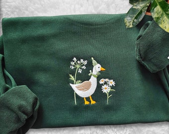 Silly Goose Sweatshirt/Hoodie/Tshirt, Embroidered Goose Crewneck