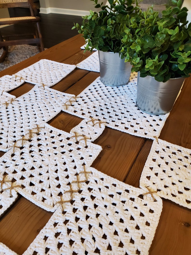 Granny Square Table Runner Crochet Pattern Etsy