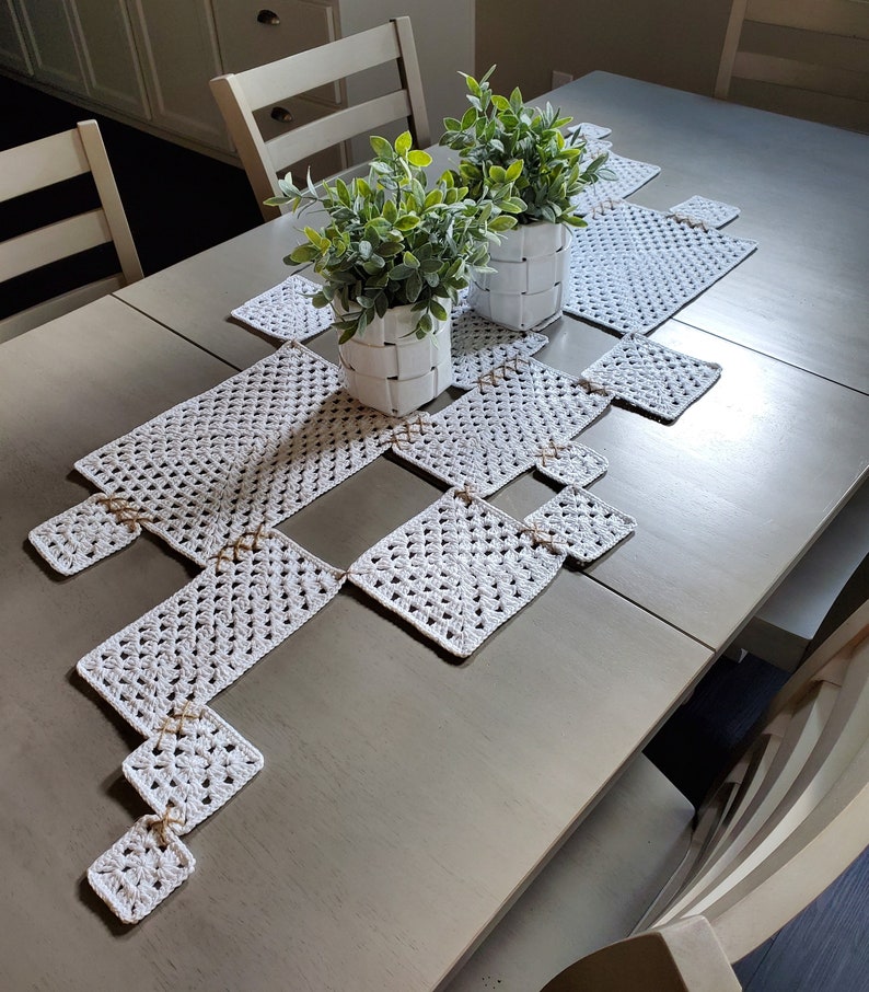 Granny Square Table Runner Crochet Pattern Etsy