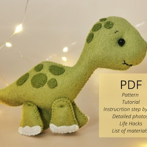 Felt dinosaur pdf pattern,Pdf pattern felt toy,pdf tutorial felt toy,baby toy pdf pattern,baby felt toy pdf tutorial