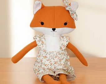 A large sized fox doll is handmade from cotton fabric.a doll for children .birthday gift, easter gift ,new year gift ,Christmas gift