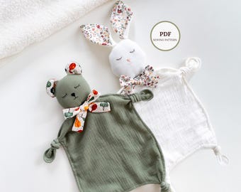 Patrón de costura para edredón de peluche: conjunto PDF de conejito y osito de peluche