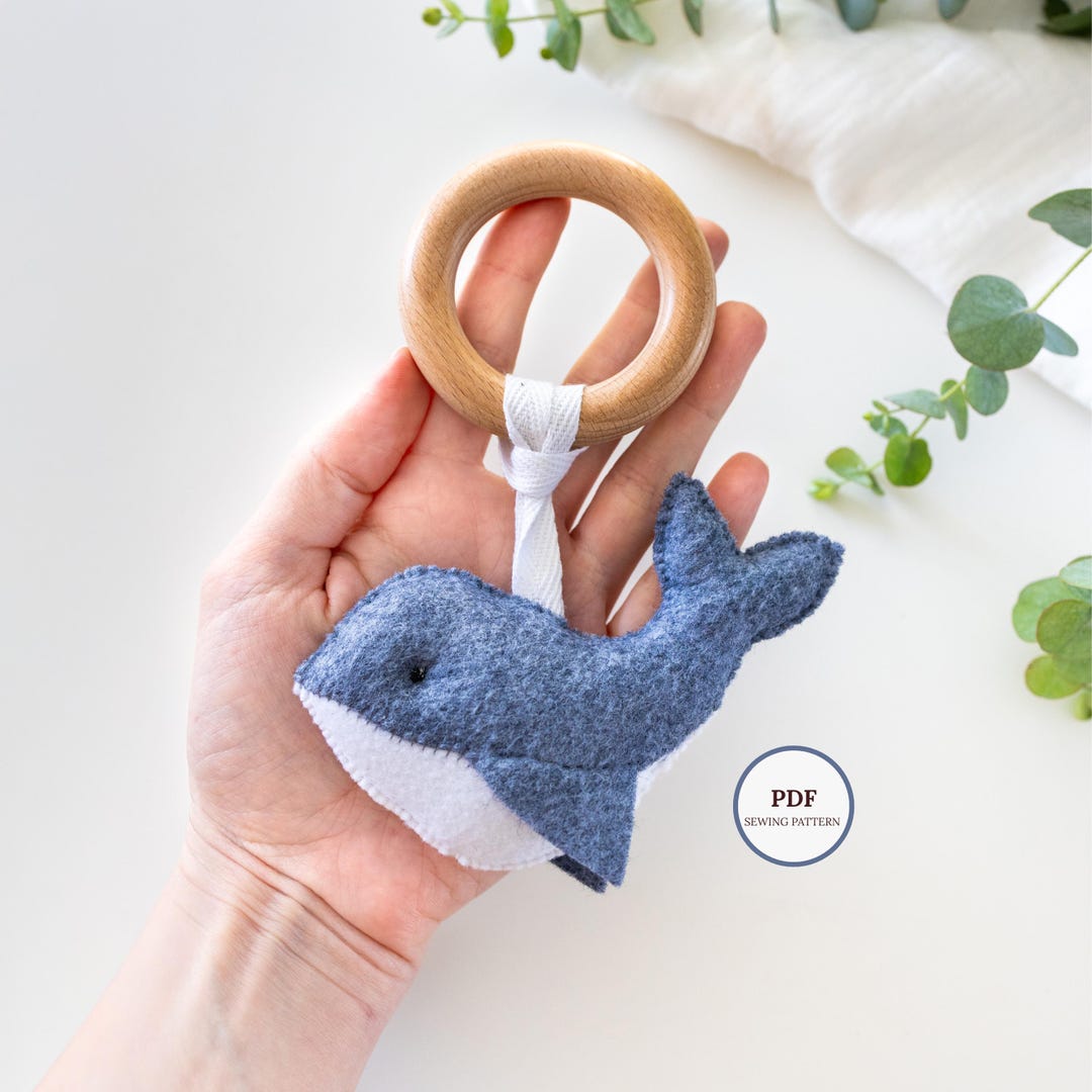Whale Baby Rattle Sewing Pattern PDF, Felt Toy DIY, Montessori Baby Toy ...