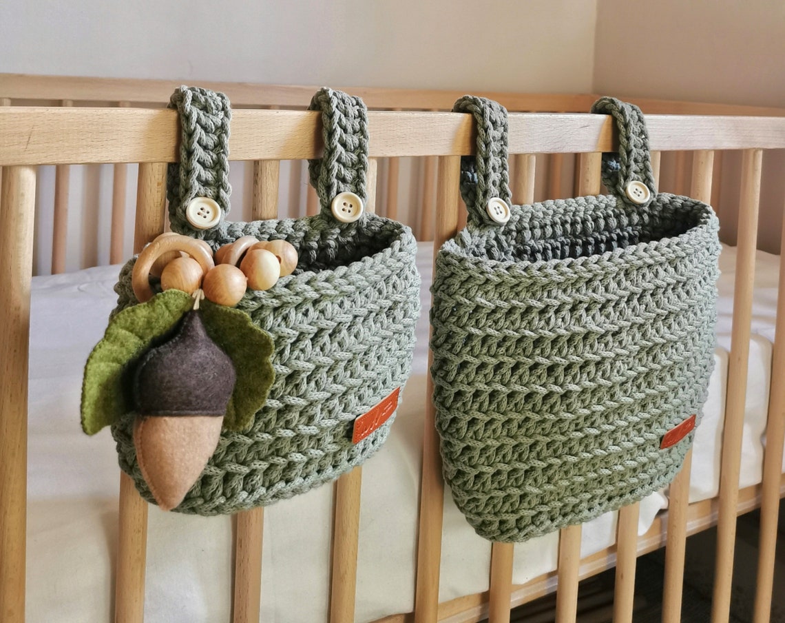 Crib Organizer, Crib Hanging Basket for Baby ,crib Hanging Storage