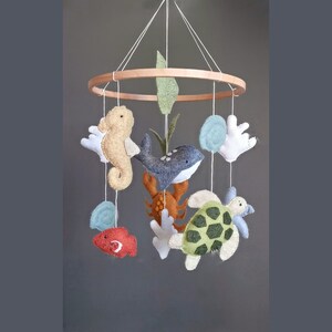 Ocean felt mobile,Felt mobile,Baby mobile,Crib mobile,Baby shower gift,Whale mobile,Mobile bebe,Nursery mobile,Mobile musical bebe